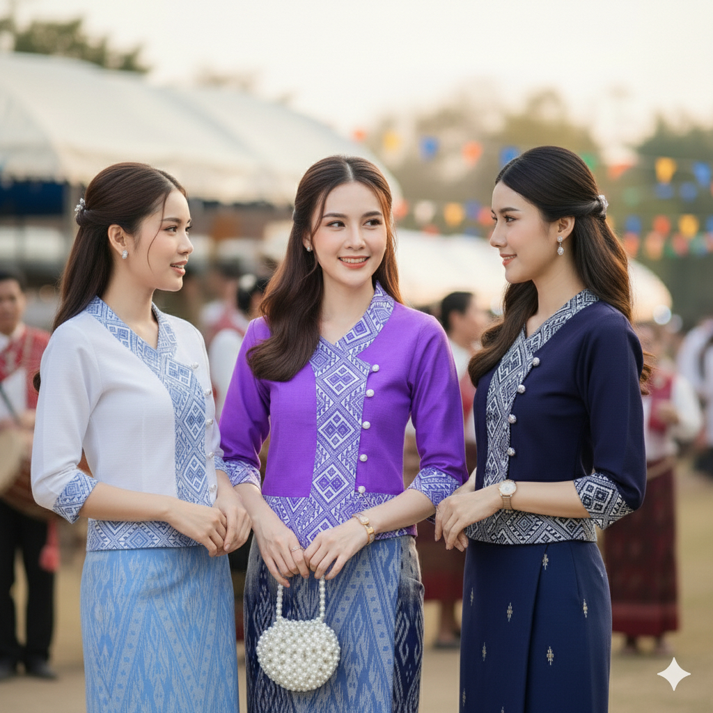 เสื้อพื้นเมืองผู้หญิง  รุ่นแต่งเทปลายขิด ผ้าฝ้ายเกรดA เนื้อนุ่มใส่สบาย แถม!!ถุงใส่แก้วน้ำ
