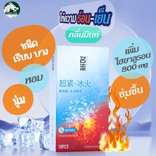 Minglui Extra Small 45±2 มม. ถุงยางอนามัย ชนิดเรียบ บาง ปุ่ม กลิ่นมิ้นท์ เพิ่มไฮยาลูรอน 800 mg บำรุง