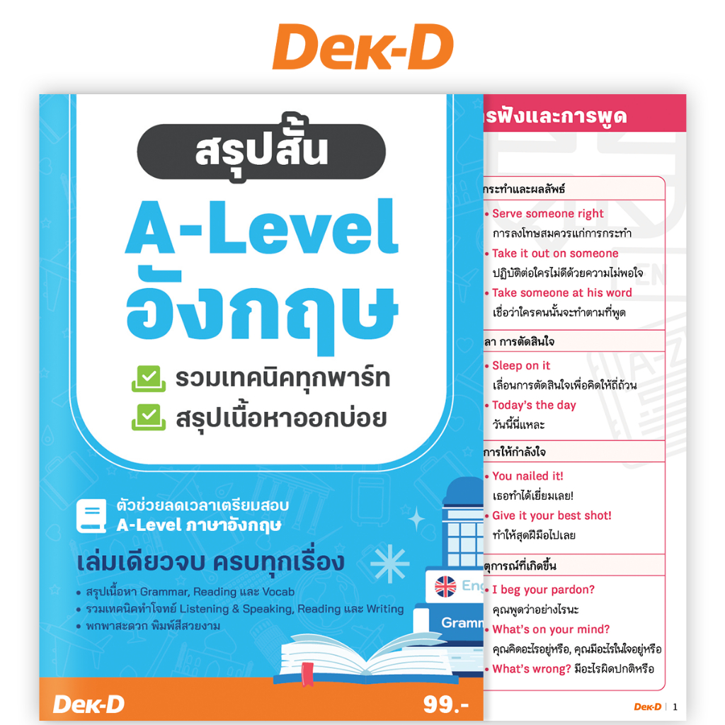 หนังสือ สรุปครบ A-Level / สรุปสั้น A-Level อังกฤษ รวมเทคนิคครบทุกพาร์ท & สรุปเนื้อหาออกบ่อย