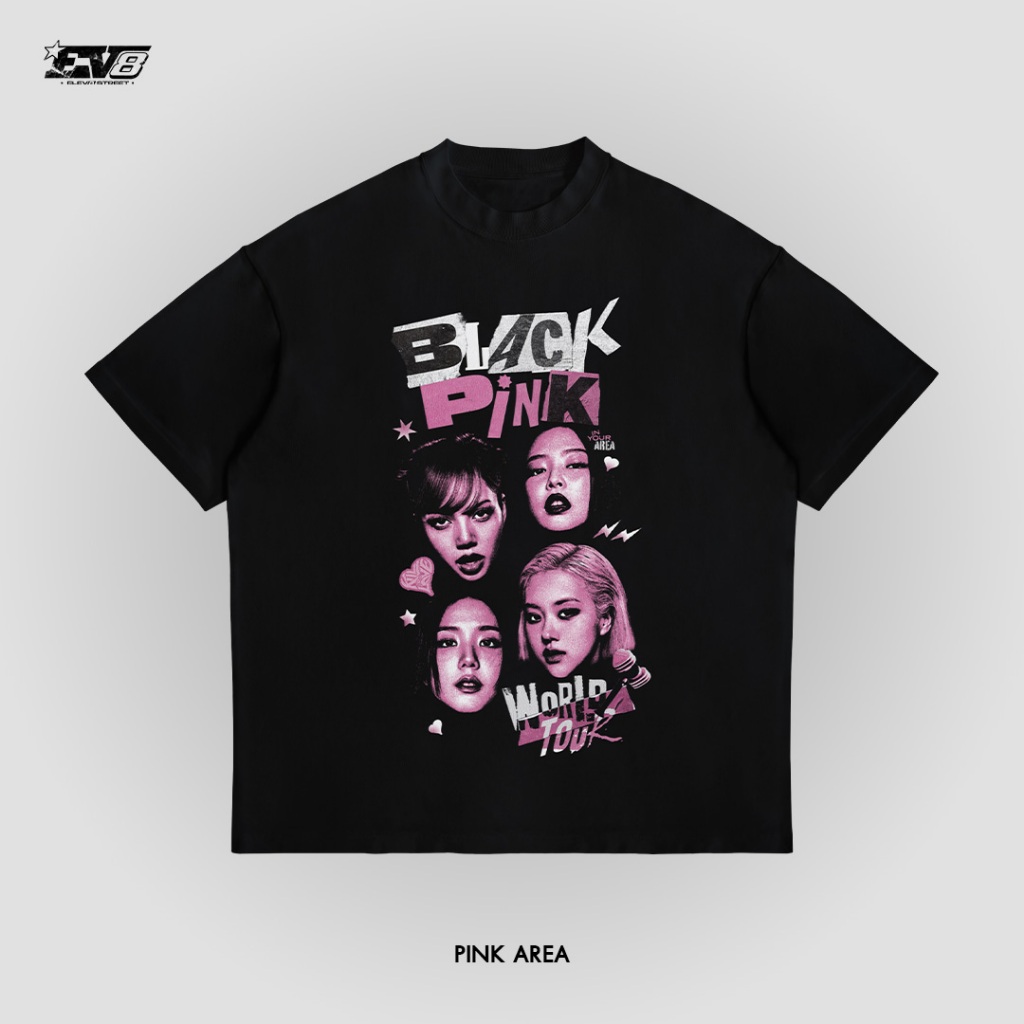 Elev8 Street เสื้อยืดแนวสตรีท เสื้อ Oversized คอลเลคชั่น : PINK AREA 2025 ผ้าCotton100% สกรีน DTG