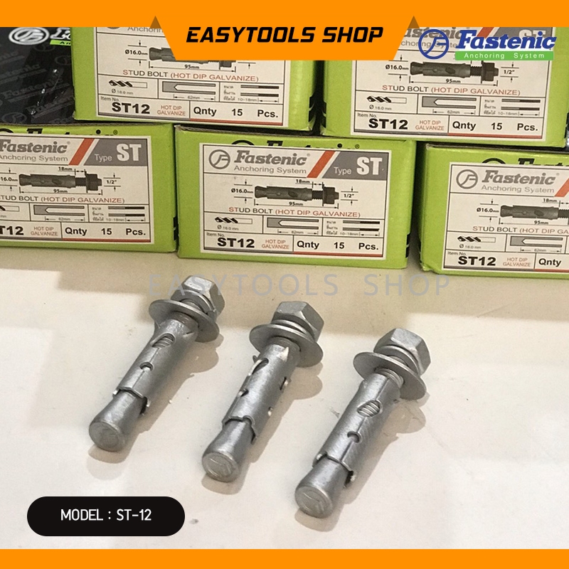 FASTENIC รุ่น ST1/2 HDG ปลั๊กสตัดโบล์ท พุ๊กชุบกัลวาไนซ์ Hot Dip Galvanized STUD BOLT เกลียว 1/2 นิ้ว