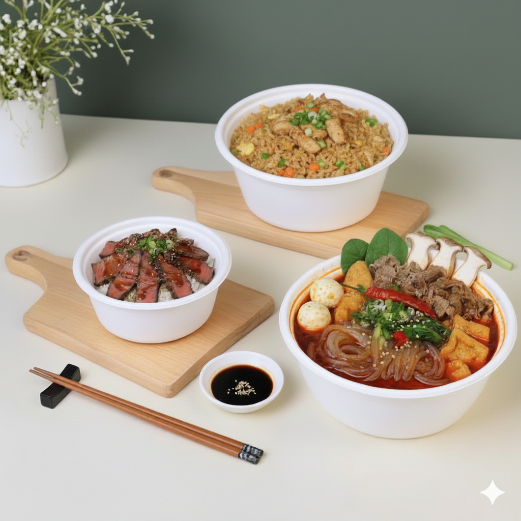 Boxjourney ถ้วยชานอ้อย (300 / 1,000 / 1,500 ml) (50 ชิ้น/แพ็ค)