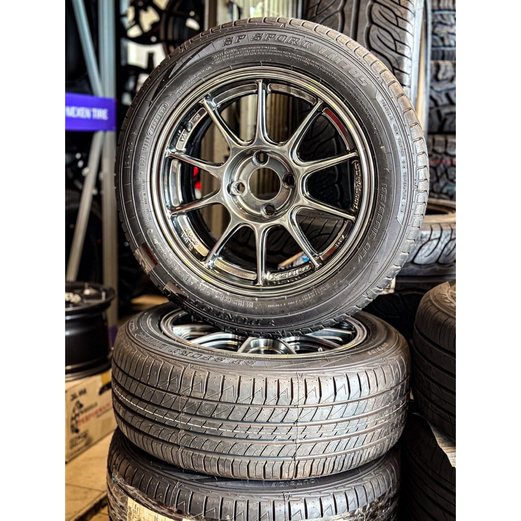 ล้อแม็กซ์ #TC105X ขอบ15 ประกบคู่ยางใหม่ DUNLOP LM705 195/55R15 ปี23