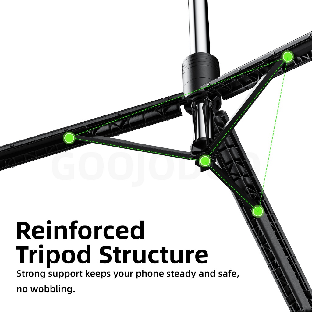 GOOJODOQ Stainless Steel 360 ° Ring Selfie Stick, Extendable Up to 190cm Anti Shake Handle Convenient Remote Control รูปที่ 5
