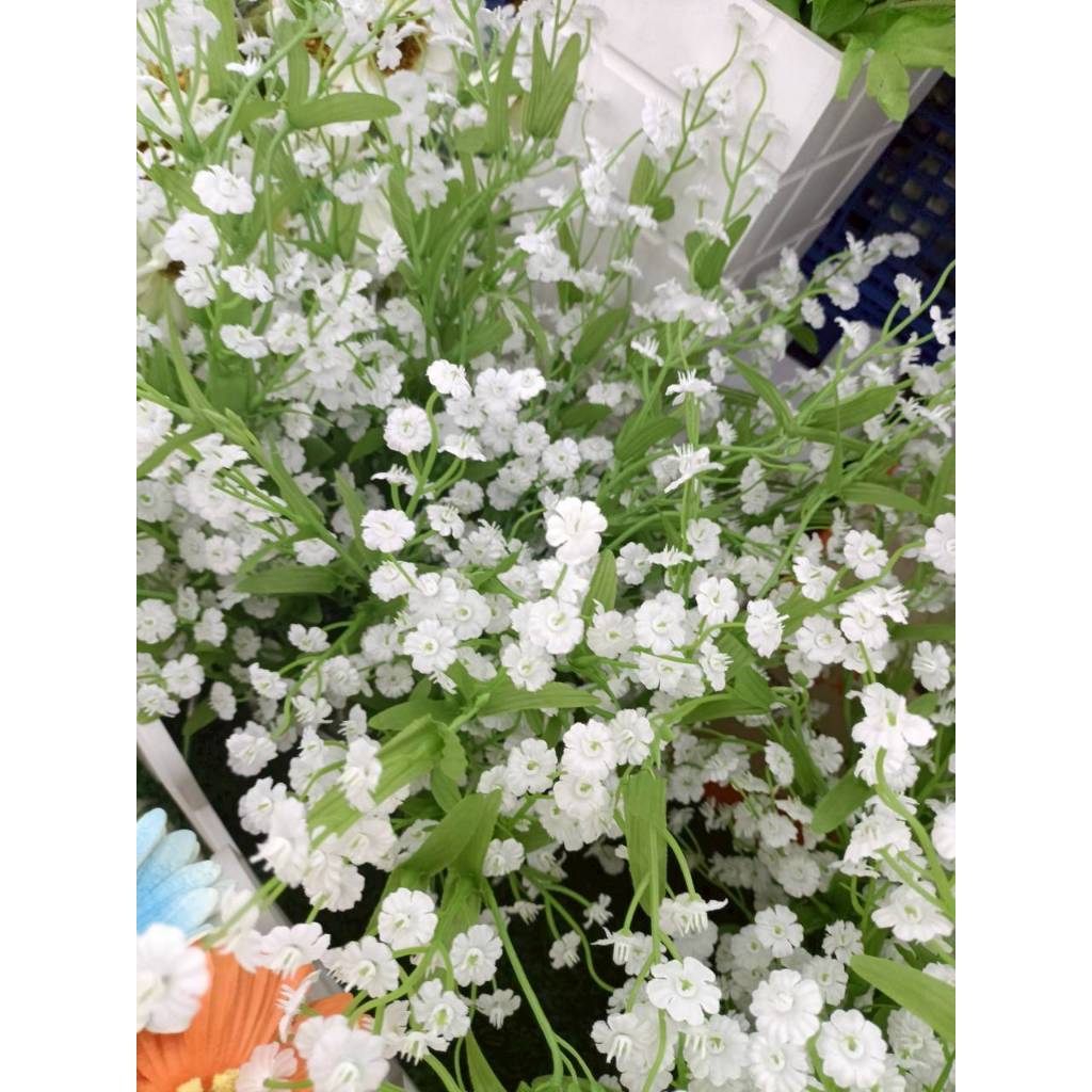 ดอกไม้ปลอม ดอกไม้ประดิษฐ์ ดอกผกากรอง ดอกขาว ใบเขียว ราคาต่อก้าน