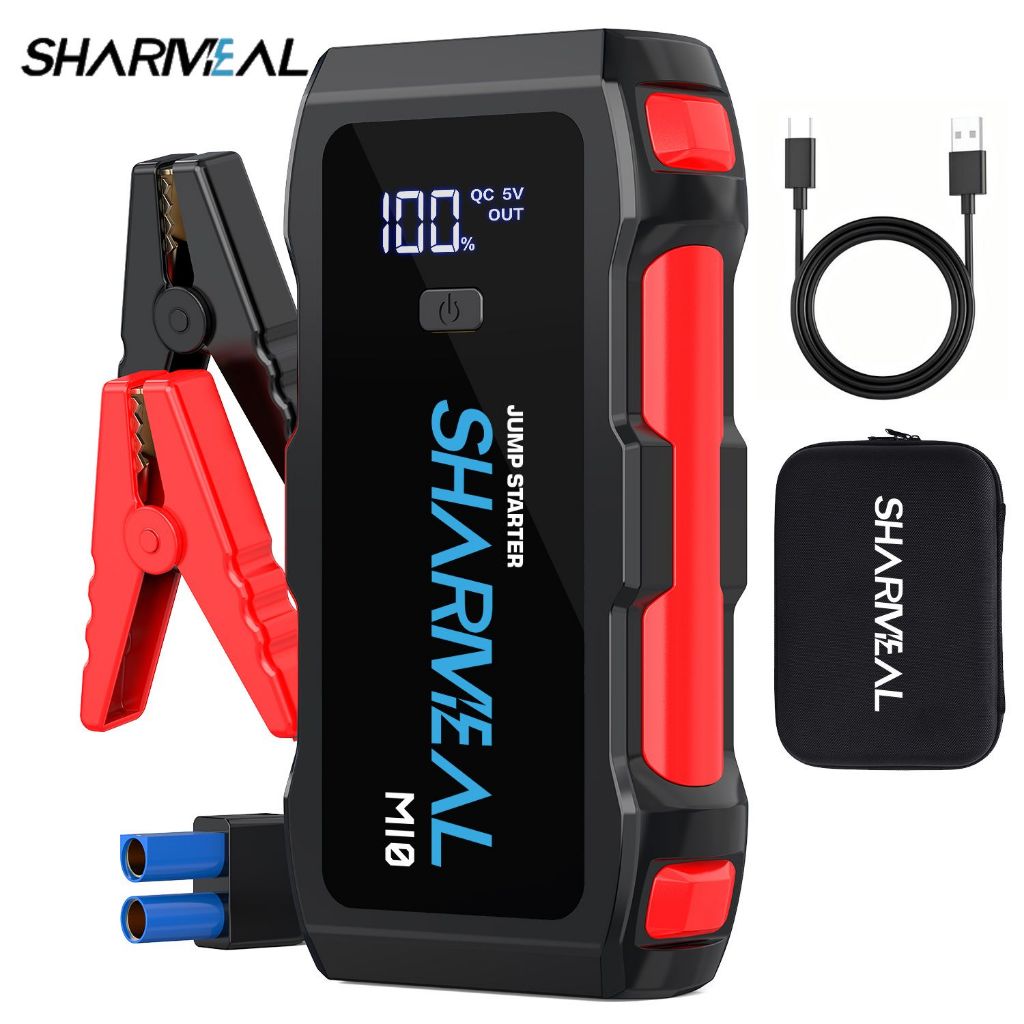 Sharmeal การรับประกันคุณภาพ สตาร์ทรถฉุกเฉิน จัมเปอร์รถ 12V แหล่งจ่ายไฟฉุกเฉินในรถยนต์ 108000Mah จัมเปอร์ฉุกเฉินในรถยนต์