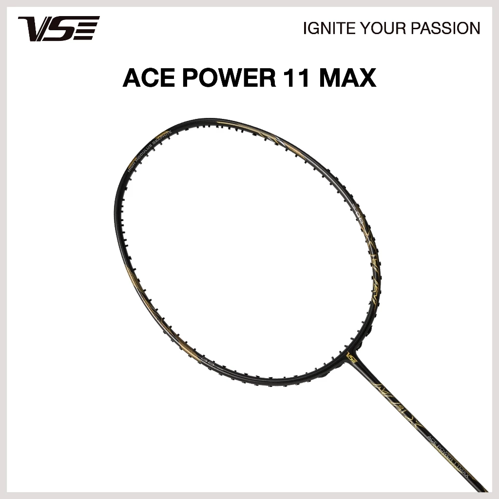 VS ไม้แบดมินตัน รุ่น ACE POWER 11 MAX แถมกริปคละสี+เอ็น+ซอง *ขึ้นเอ็น กรุณากดที่ตัวเลือกขึ้นเอ็นเท่านั้น*