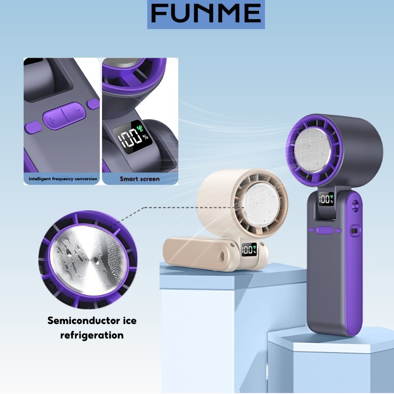 COD 🚚จัดส่งฟรี FUNME 4000mAh พัดลมขนาดเล็ก สมาร์ทจอ พับได้ มอเตอร์ไร้แปรงถ่าน พัดลมถือขนาดเล็ก