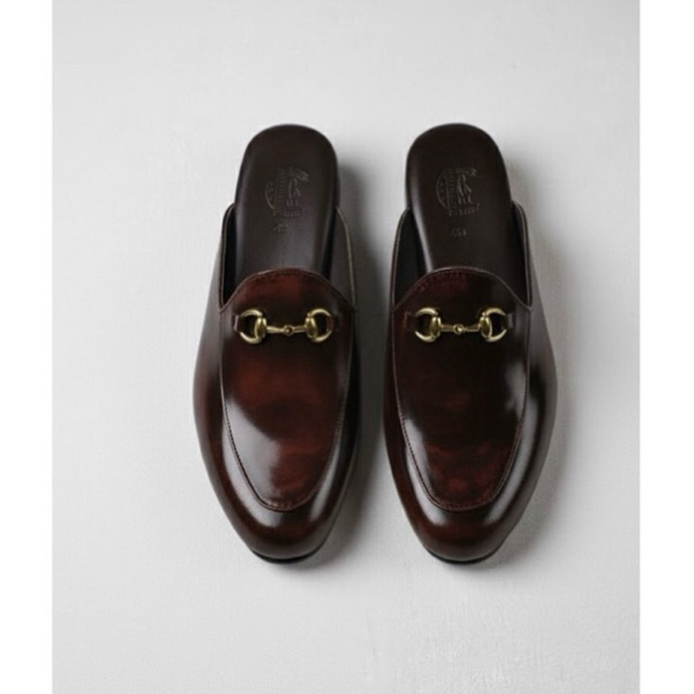 horsebit slipper (burgundy) รองเท้าหนังวัวแท้