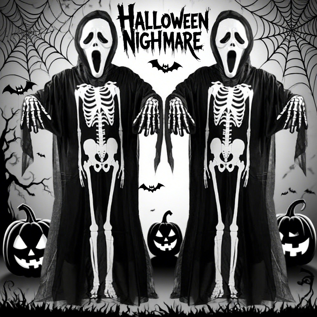 🎃HALLOWEEN🎃 ชุดผี ชุดโครงกระดูก Scary Scream Ghost Mask ถุงมือกระดูก ชุดแฟนซีผีผู้ใหญ่เด็ก ชุดปาร์ตี