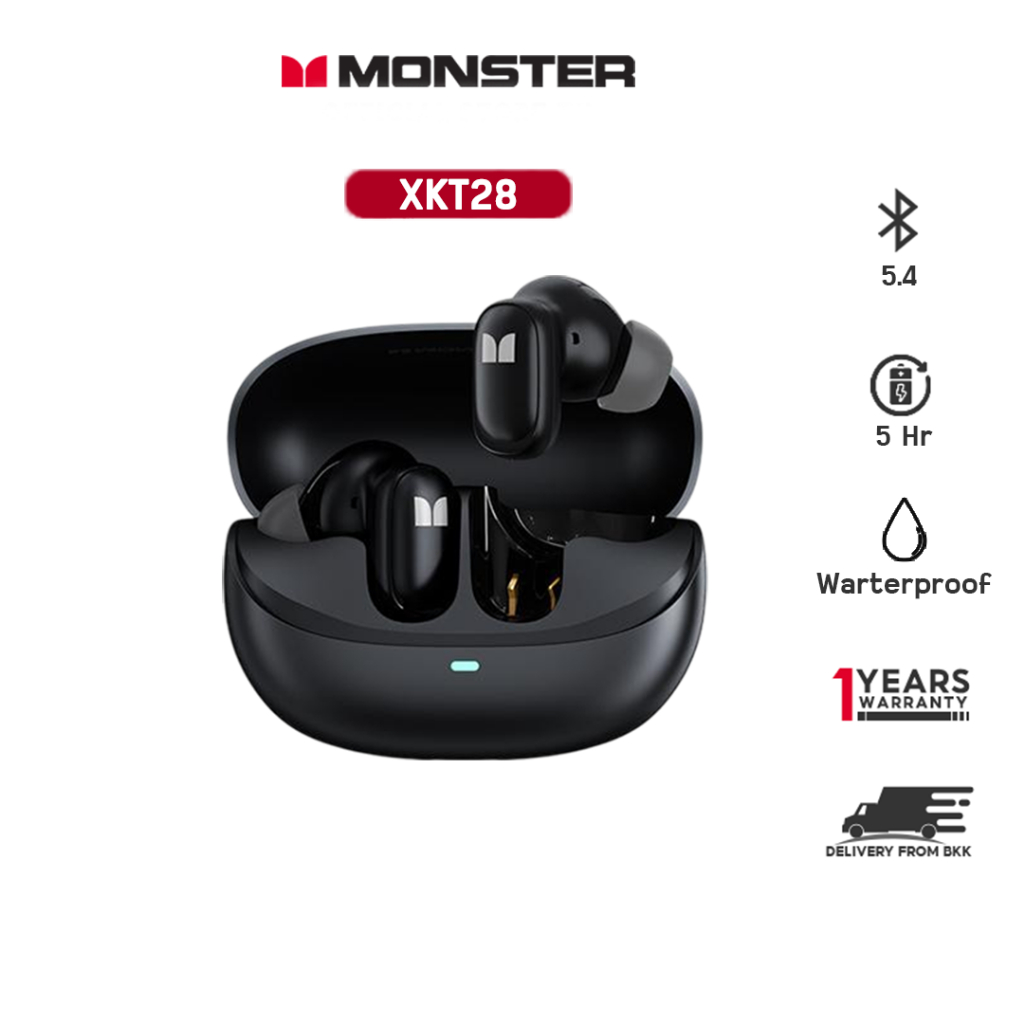 Monster XKT28 BT 5.4 หูฟังบลูทูธ หูฟังไร้สาย หูฟังคุยสาย ฟังเพลงเบสแน่น
