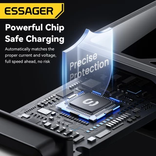 Essager 100W A/C-C สายเคเบิลข้อมูลจอแสดงผลดิจิทัลที่เข้ากันได้อย่างสมบูรณ์พร้อมหัวเข็มขัดวิเศษเพื่อการจัดเก็บที่ง่ายดาย