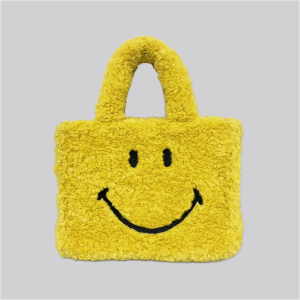 SMILEY® SPARKLE HOLIDAY YELLOW FLUFFY BAG WITH STRAP (ใบเล็ก)