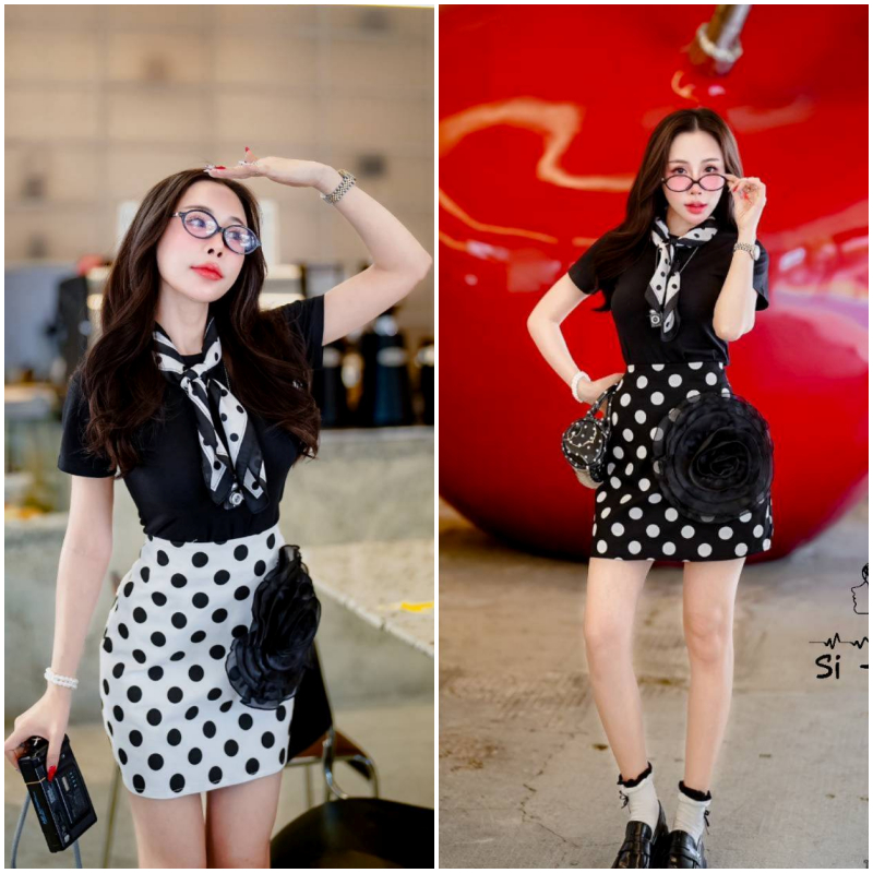 [ป้ายTag : Si-am(ไซส์-อั้ม)] เซ็ต3ชิ้น เสื้อยืดแต่งโบว์+กางเกงยีนส์ขายาวแต่งโบว์ทั้งสองข้าง A670/A67