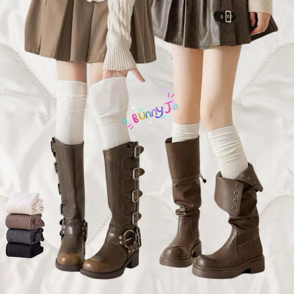 ถุงเท้า ขายเป็นคู่ พร้อมส่งในไทย ความยาว 60cm สีน่ารัก เหมาะกับรองเท้าบูทมากก ใช้แมชชิ่งได้หลายแบบ🤍🎀 ขายเป็นคู่นะคะ