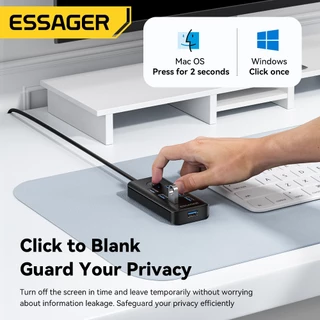 Essager 7-in-1 ฮับ ​​USB 3.0 พร้อมการส่งข้อมูลความเร็วสูง 5Gbps และปุ่มปิดหน้าจอเพื่อปกป้องความเป็นส่วนตัว