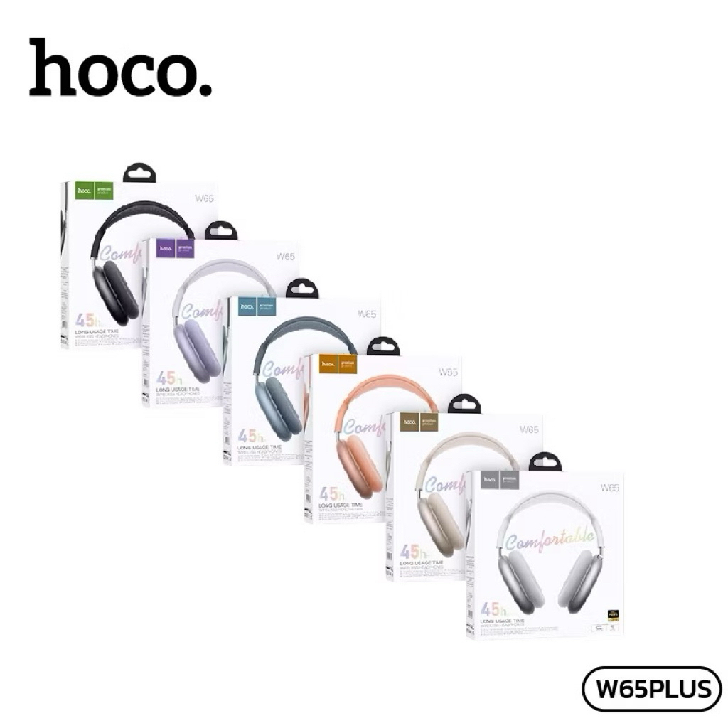 หูฟังไร้สาย ANC BT5.4 รองรับการสลับโหมด BT/AUX ความจุ 400mAh สวมใส่สบาย HOCO W65Plus