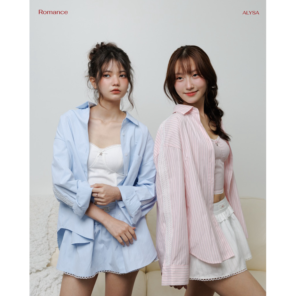 As Mia shirt เสื้อเชิ้ตทรง oversized แต่งลูกไม้
