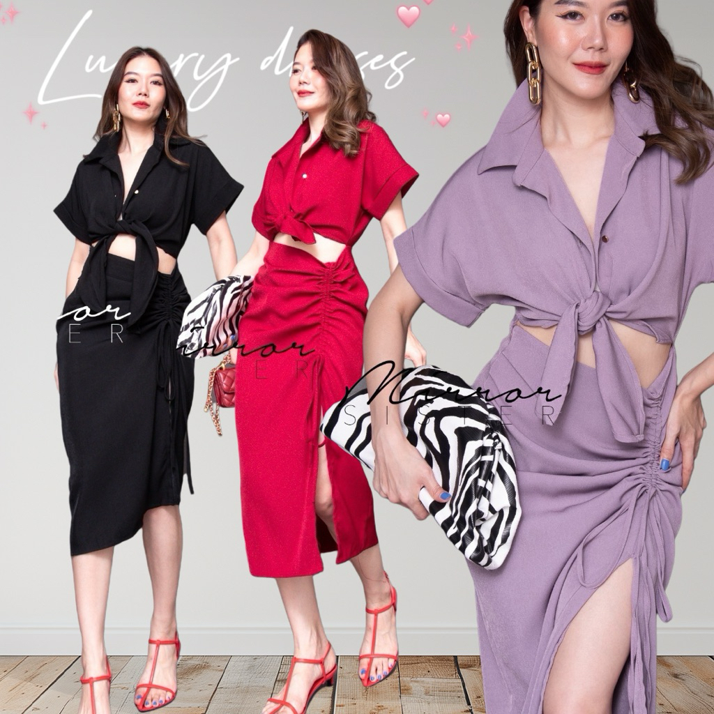 MirrorsisteR 41001.1 • เดรสดีไซน์เก๋เหมือนใส่เสื้อเชิ้ตผูกเอวคูู่่กับกระโปรง