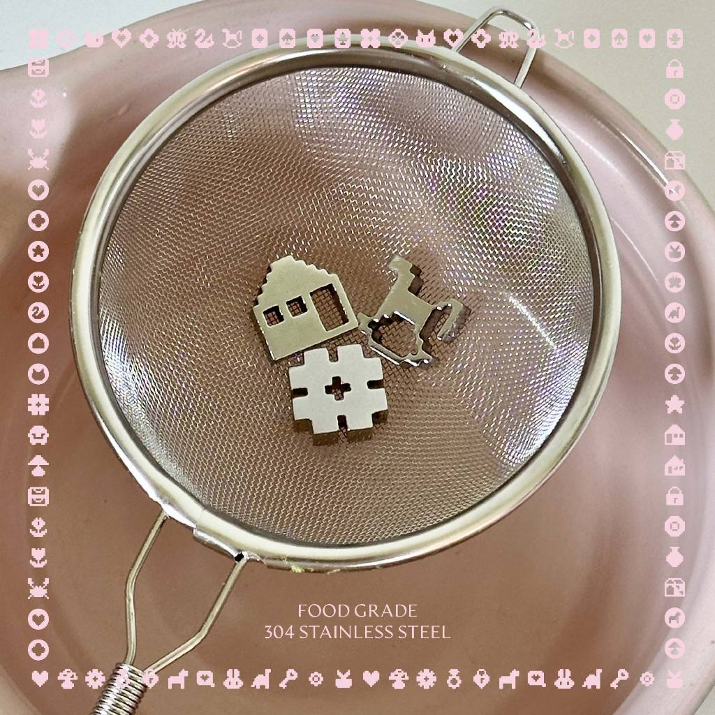 GARNET [เซต 3 ชิ้น] ลูกร่อนมัทฉะลาย Cross Stitch น่ารัก มีกล่องเก็บทุกออเดอร์