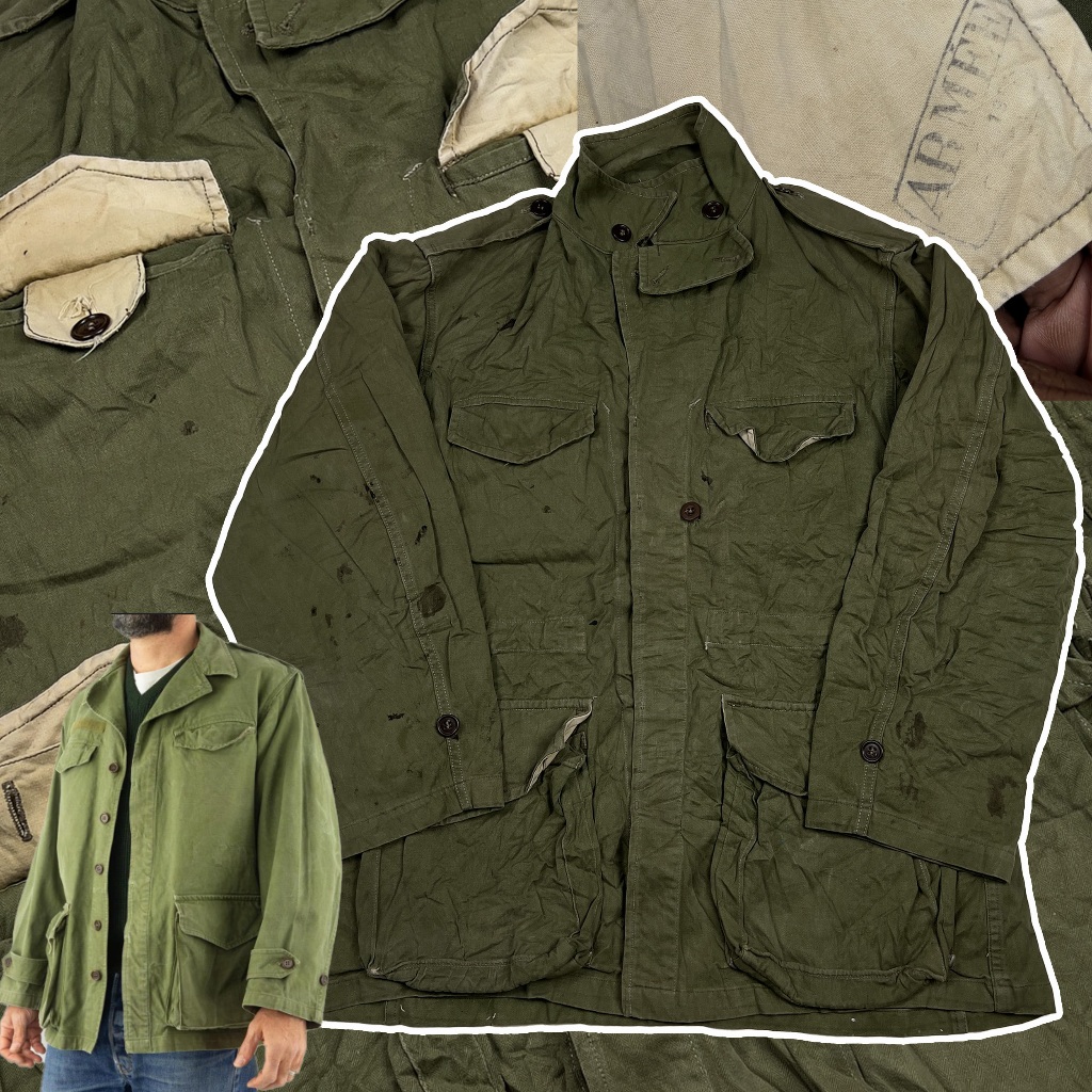 แจ็คเก็ตเดินป่า 🇫🇷 Rare 1950s Vintage French Army Military M47 Combat Jacket แจ็คเก็ตวินเทจ มี 1ตัว 