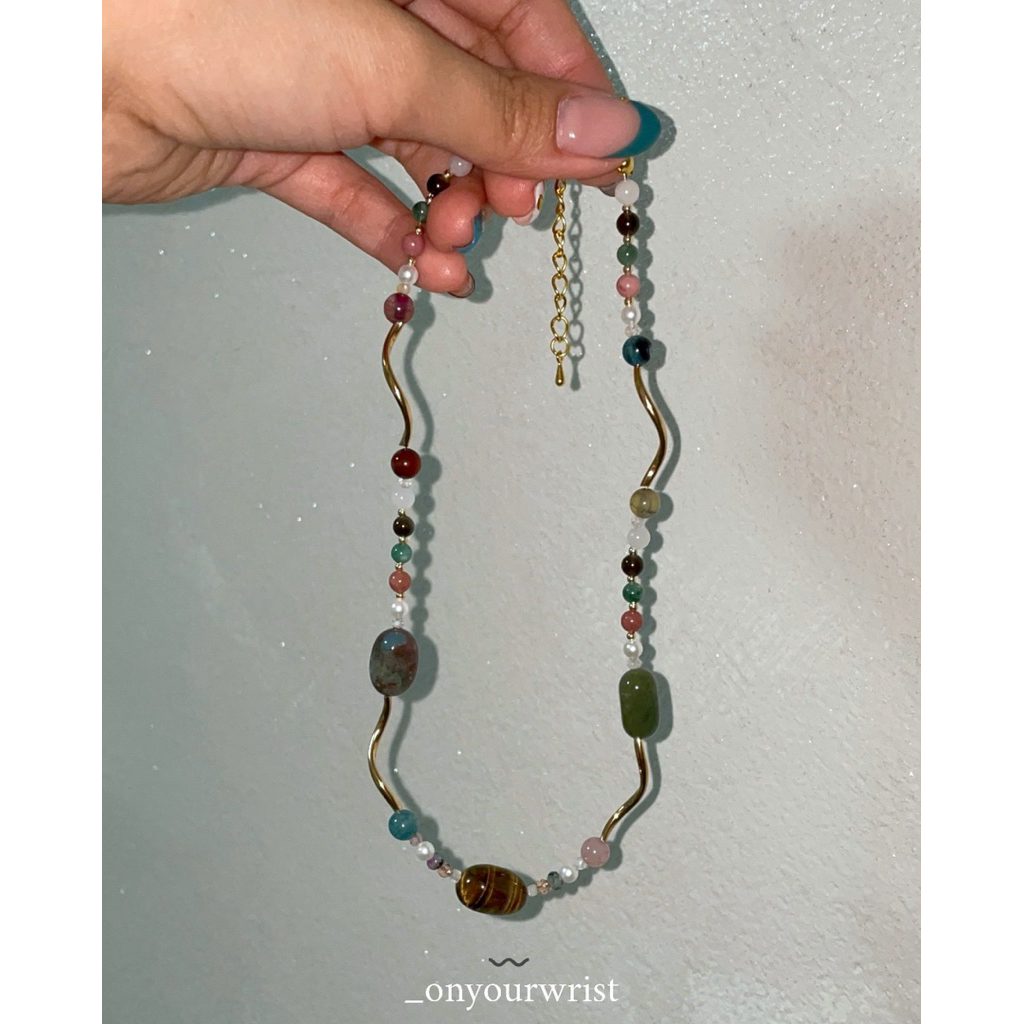 สร้อยคอ Tiger’s Eye (Tiger’s Eye+Agate+Pearl+Hawk’s Eye+White Jade)