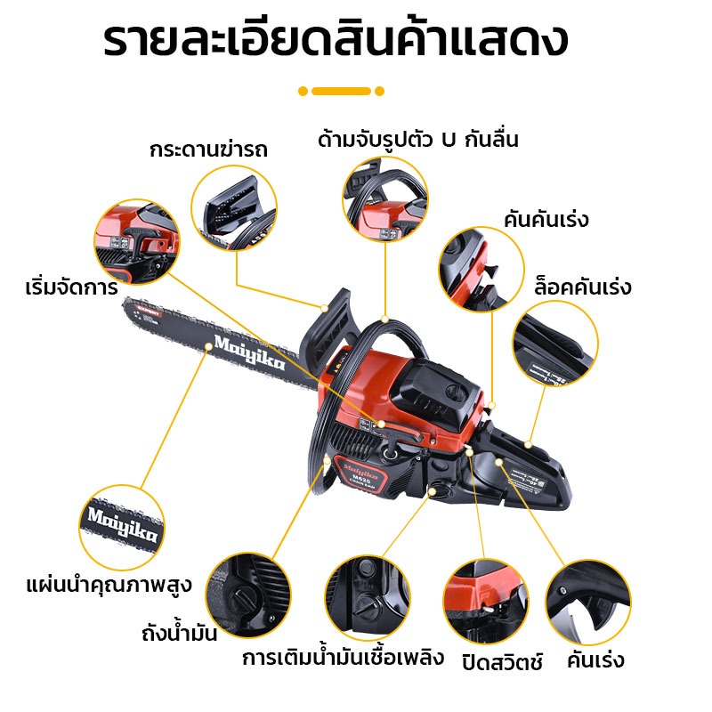 เลื่อยยนต์สองจังหวะ ขนาดตั้งแต่ 11.5 ถึง 24 นิ้ว เลื่อยยนต์รุ่นนี้เป็นเลื่อยยนต์สำหรับงานไม้ รุ่นล่าสุด ทรงพลัง และเป็นข - รูปที่ 5