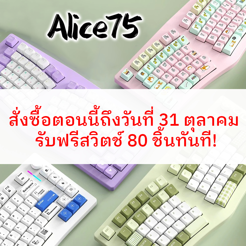 FEKER Alice75 คีย์บอร์ดแมคคานิคอลสรีรศาสตร์ อลูมิเนียม 3 Modes QMK/VIA Gasket Mount ไร้สาย/บลูทูธ/US