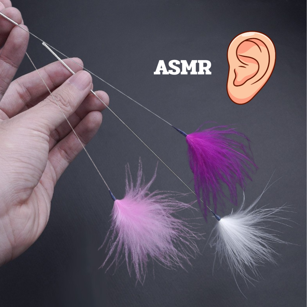 ที่ปั่นหู ไม้ปั่นหูขนนุ่ม ขนไก่ เสียง ASMR นุ่มเป็นพิเศษ  ฟินมาก ฟินจิกหมอน ใช้ได้หลายครั้ง ASMR ส่ง