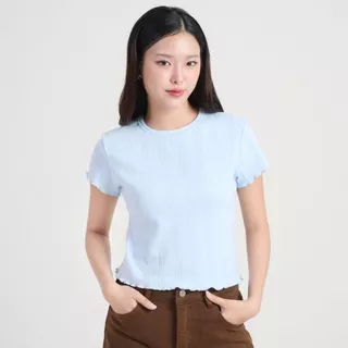 MEET ME - Top 0015 I WAVIE เสื้อครอปผ้าถักแต่งแขนและปลายเสื้อ