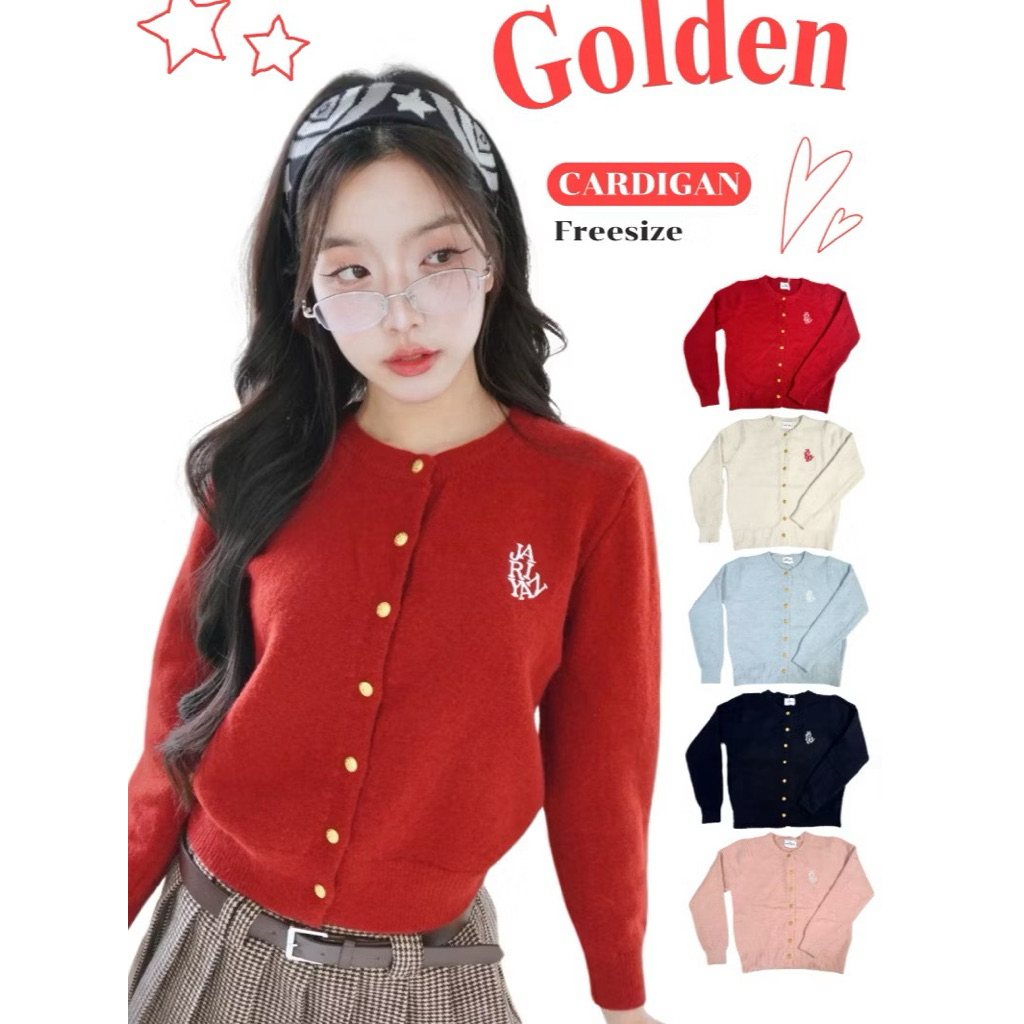 ส่งต่อ JARINYA เสื้อคาร์ดิแกนสีพื้นกระดุมทองปัก jarinya❤️