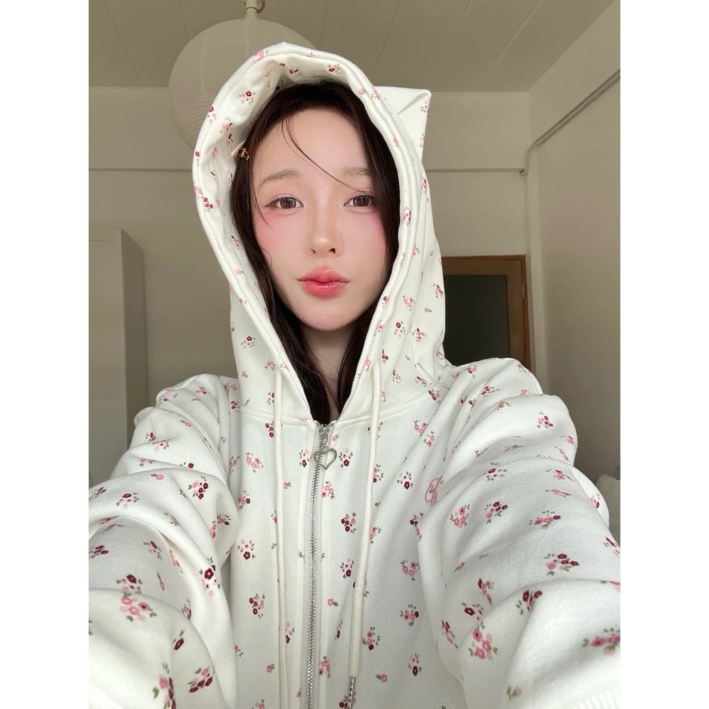 📌 ส่งด่วน ❤️🌈💖🐱🐰 cardigan hood downtown  catty & bunny hood 💛 cintage 💖