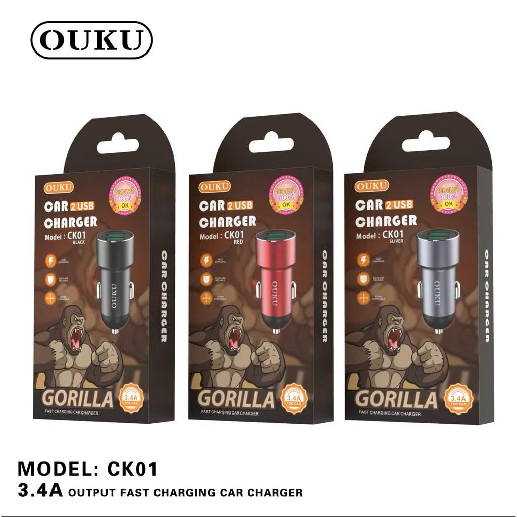 OUKU CK01 ที่ชาร์จแบตในรถ ชาร์จเร็ว USB car chargerหัวชาร์จ อะแดปเตอร์ ชาร์จในรถ 2ช่อง usb QC พร้อมส