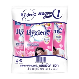 [ แพ็ค 3 ซอง ] HYGIENE ไฮยีน น้ำยาปรับผ้านุ่ม ถุงเติม 500 มล.