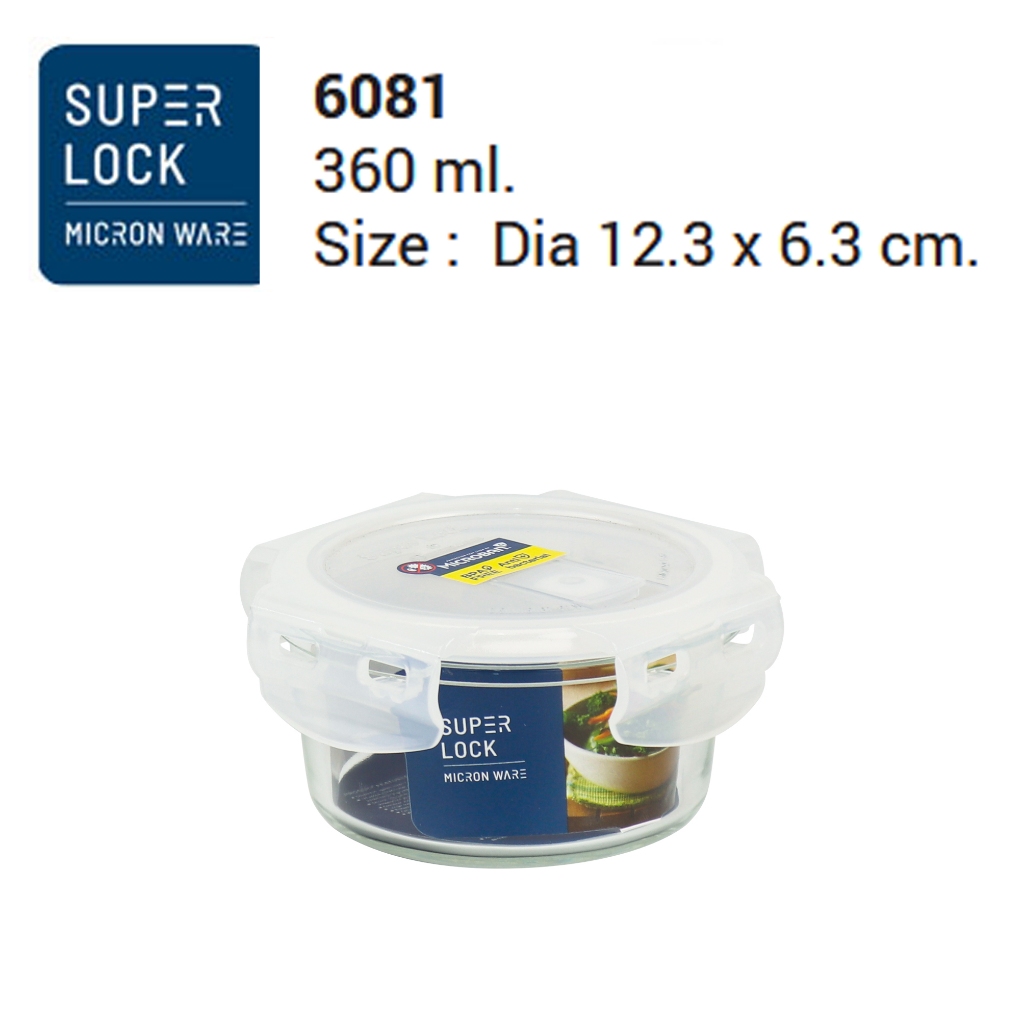 Superlock Glass รุ่น 6081 กล่องถนอมอาหารแก้ว แก้วบอโรซิลิเกต ฝาใส ซีลขาว ขนาด 360 มล.