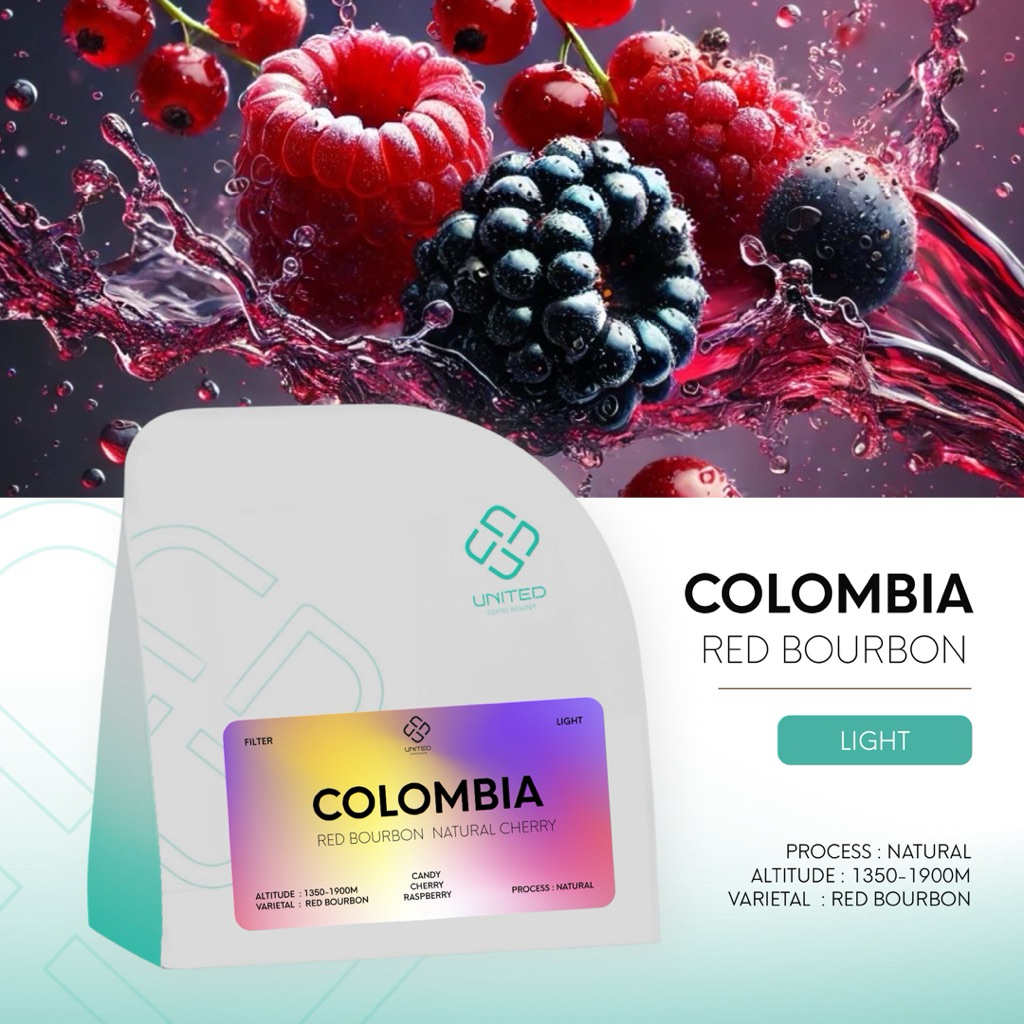 New!🔥 United Coffee Roaster เมล็ดกาแฟโคลัมเบีย คั่วอ่อน (COLOMBIA  RED BORBON)