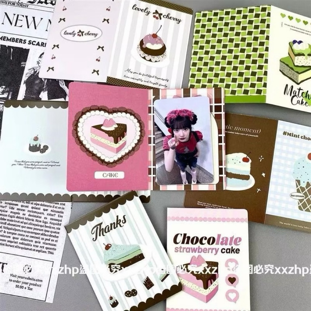 พร้อมส่ง!กระดาษแข็งรองการ์ด แพค10ชิ้น ลายขนมหวาน เค้ก ขนาด5.4*5.4cm