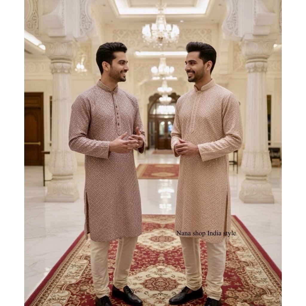 💥ชุดผู้ชายนำเข้าจากอินเดีย 👳‍♂️อัพลุคให้ดูดีมีสไตล์ ด้วยชุด Kurta Pajama สุดหรู! พร้อมส่ง