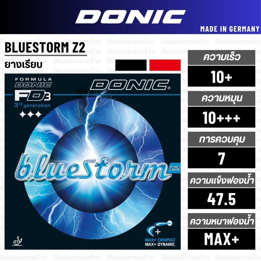 ยางปิงปอง DONIC รุ่น BLUESTORM Z2 [ แท้ 100% / ส่งเร็ว ]