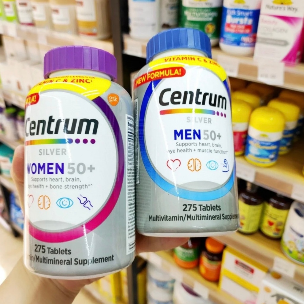 Centrum Silver Men，Women 50+ Multivitamin วิตามินรวมสำหรับผู้หญิง วิตามินรวมสำหรับผู้ชาย 275 Tablets