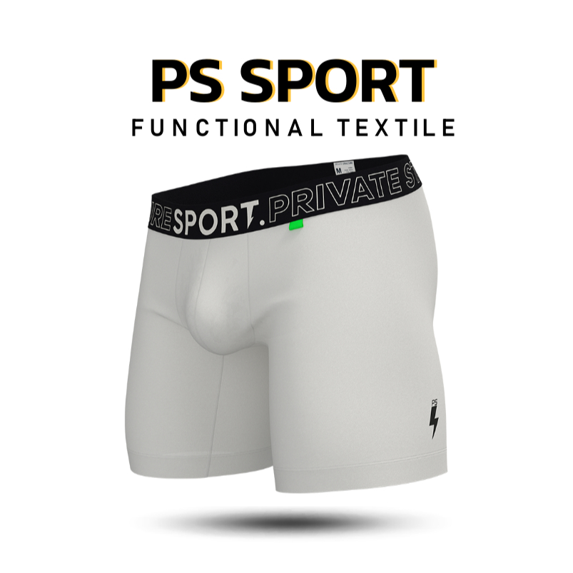 Private Structure กางเกงชั้นในชาย รุ่น PS Sport Anti-Bac Textile Mid Waist Boxer Brief - White [4340