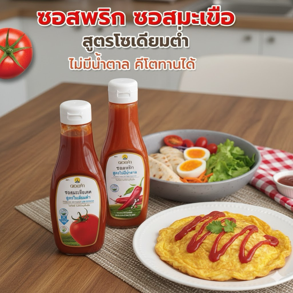 ดอยคำ ซอสมะเขือเทศ สูตรโซเดียมต่ำ คีโต