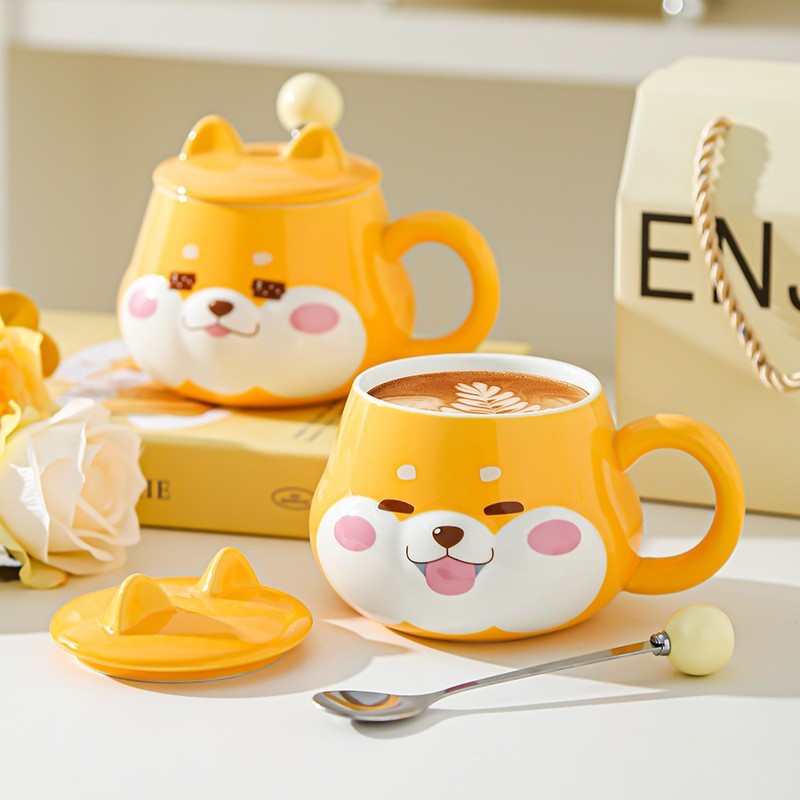 Shiba Mug แก้วมัคเซรามิคสุดมินิมอล แก้วมัคชิบะดีไซน์อบอุ่น แก้วเซรามิคของขวัญผู้หญิง