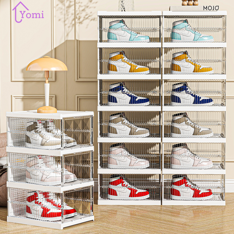 🔥Yomi🔥 storage box🔥COD  กล่องวางรองเท้า พับเก็บได้ ตู้วางรองเท้า ชั้นวางรองเท้า เปิดฝาด้านหน้า กล่องรองเท้า