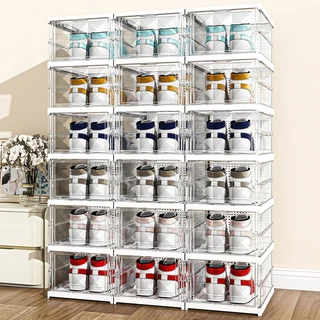 🔥Yomi🔥 storage box🔥COD กล่องวางรองเท้า พับเก็บได้ ตู้วางรองเท้า ชั้นวางรองเท้า เปิดฝาด้านหน้า กล่องรองเท้า
