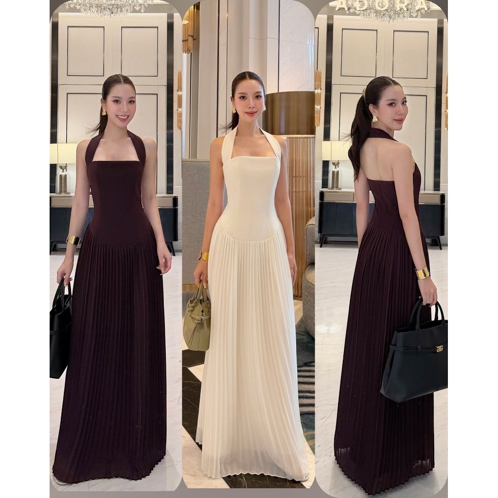 Adora ●พร้อมส่งครบสี ครบไซส์ ●แมกซี่เดรสเกาะอกคล้องคอใส่ออกงานสวยหรู