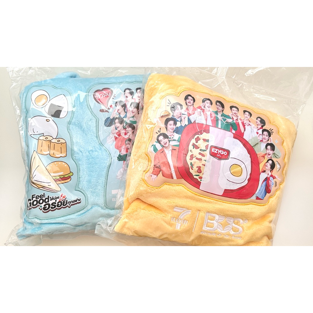 7-11 X BUS  กระเป๋าผ้าห่มฟีลกู๊ด Feel Good วง BUS ลายซันชายน์ สีเหลือง ลายปิกนิก สีฟ้า สินค้าแลกซื้อ