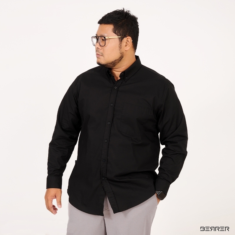 เสื้อเชิ้ตสีดำไซซ์ใหญ่ ผ้า OXFORD CVC [BERRER OFFICIAL STORE]