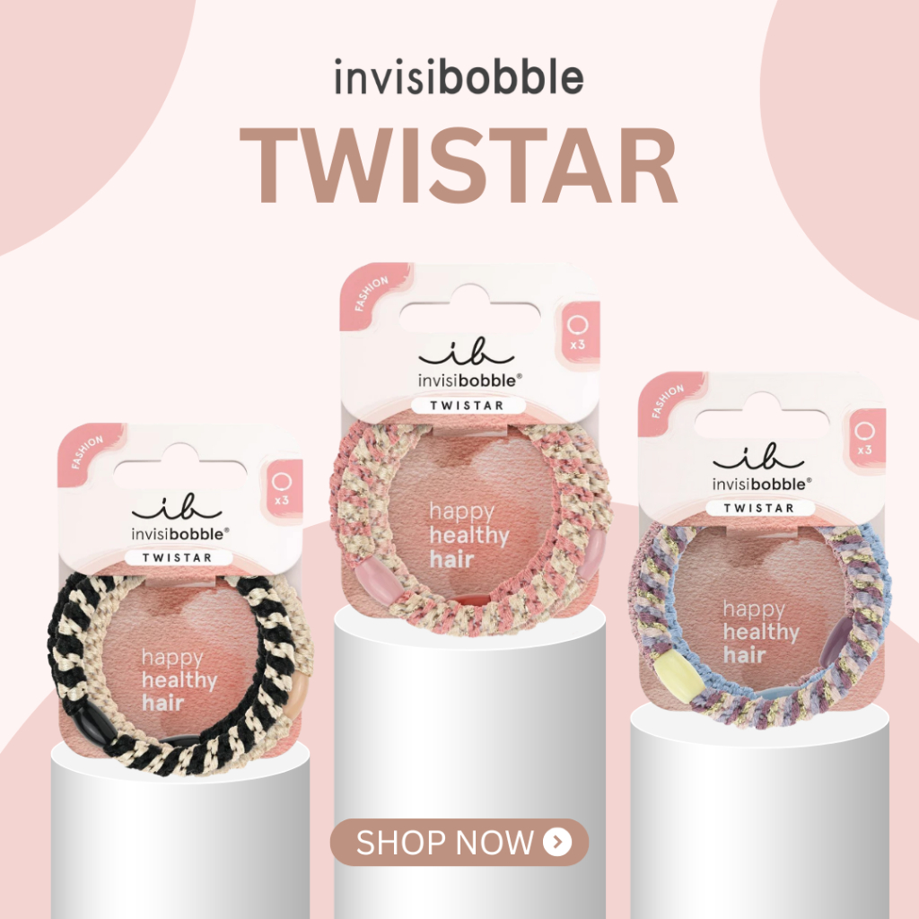 invisibobble ยางรัดผม ถนอมเส้นผม ดีไซน์ถัก รุ่น TWISTAR (1 กล่องบรรจุ 3 ชิ้น)