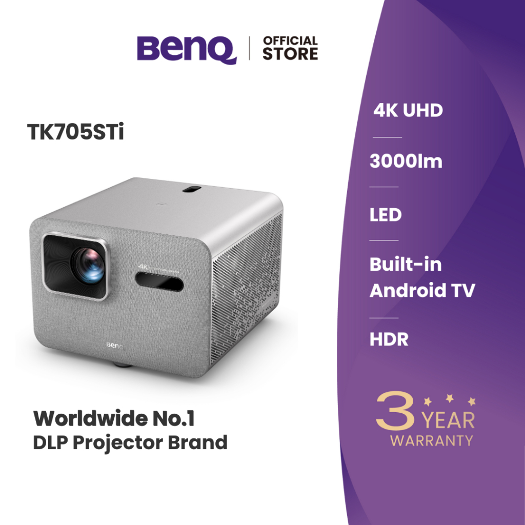 BenQ TK705STi 4K 3000lm HDR Short Throw Built-in Google TV Home Entertainment Projector